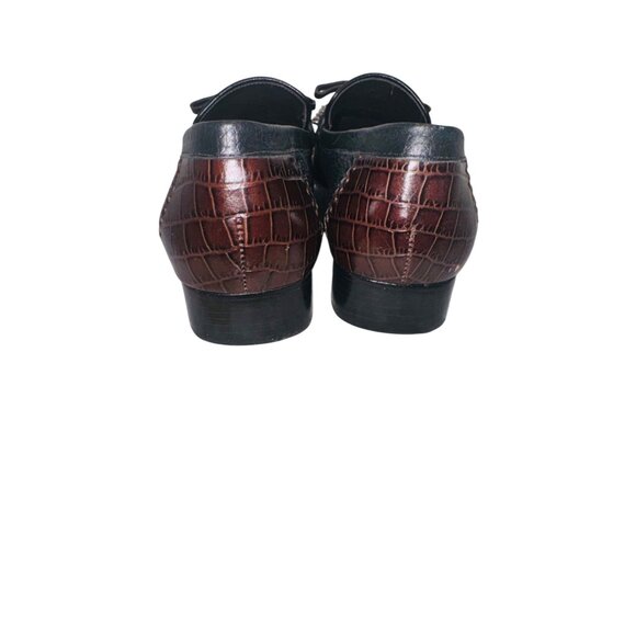 Brighton Brown Kent Loafers 7.5 Brown Black Croc Embossed Leather Slip-On Shoes - Picture 8 of 11